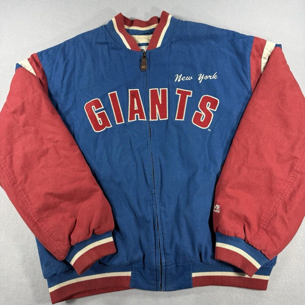 Rare Vintage Mirage New York Giants Jacket Large NFL Varsity Bomber NY Spell Out